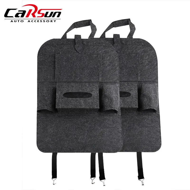 

2Pcs/Set Universal Car Back Seat Organizer Storage Bag Wool Felt Auto Backseat Protector Cover Pockets Auto Accessories For kids