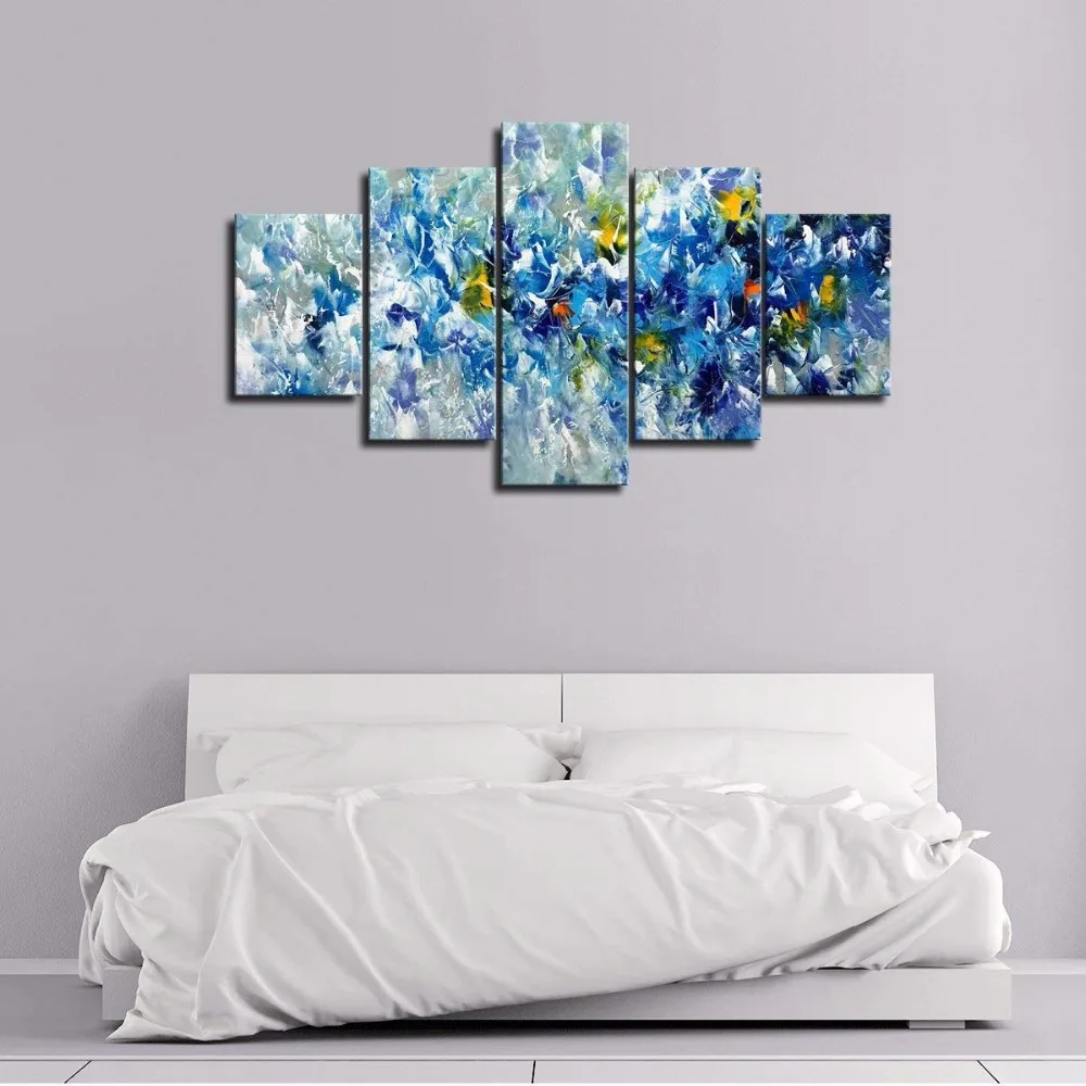 Abstract-Blue-Yellow-and-White-Flowers-Imagination-Wall-Art-Creativity-Canvas-Prints-Artwork-Home-Decor-Graphic (3)