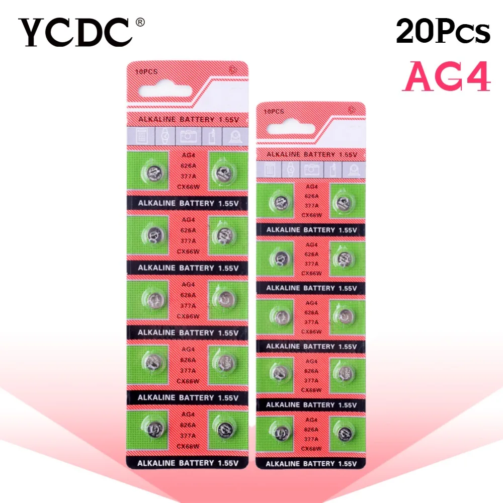 

Cheap Sale 20Pcs/lot 1.55V AG4 LR626 LR66 377 SR626SW 177 watch Accessories Wholesale Electronic battery button cell battery