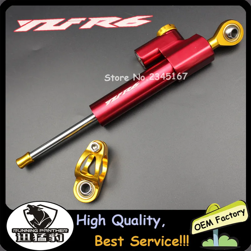 Red Damper only CNC Алюминиевые Регулируемые мотоциклы рулевая стабилизация демпфер кронштейн крепление для YAMAHA YZF R6 2006- с инструкцией изображение - Цвет: Red Damper only