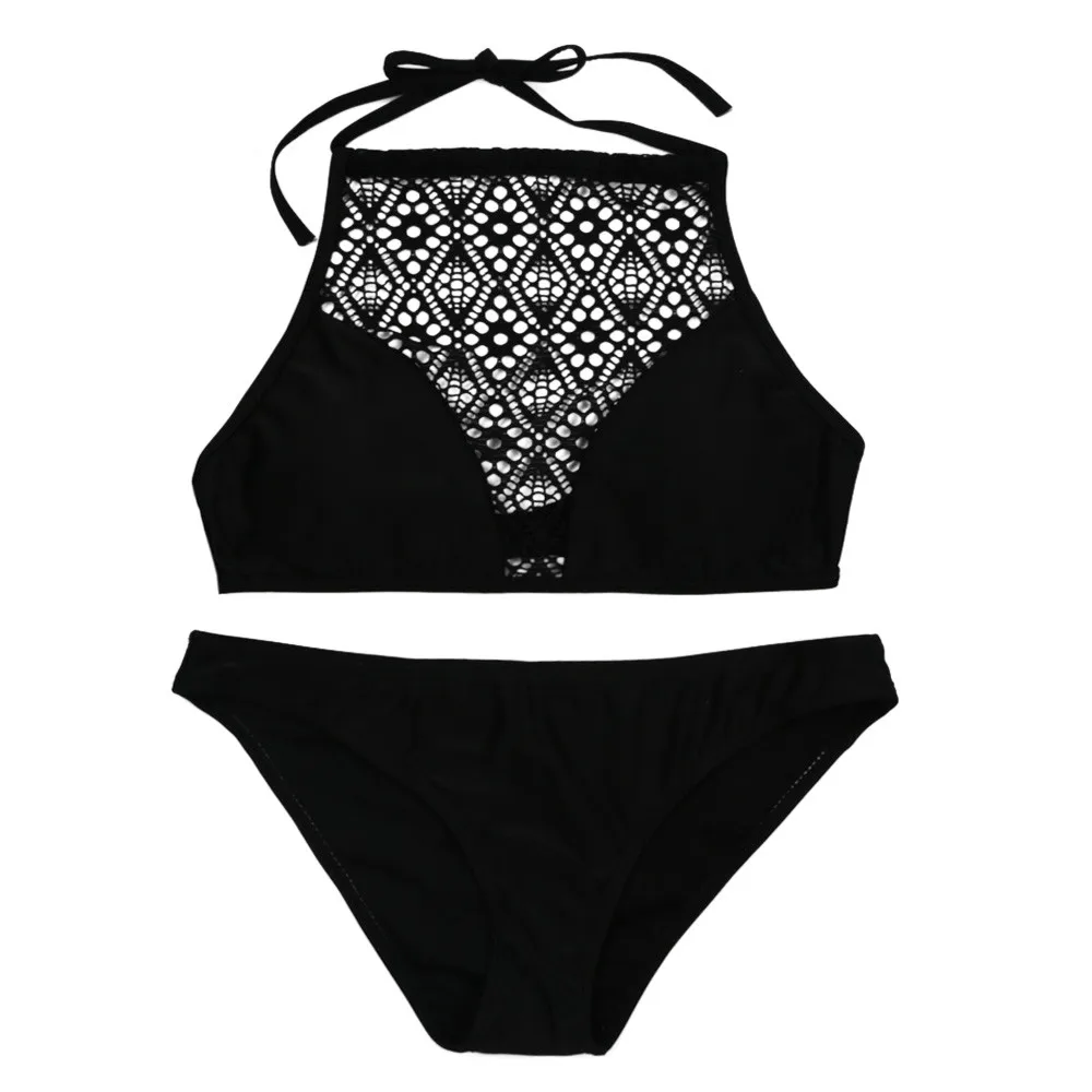 

Women Sandy Beach Bra Bra Sexy Bikini Swimsuit Set Beach Swimwear Black mesh openwork split ladies swimsuit 16