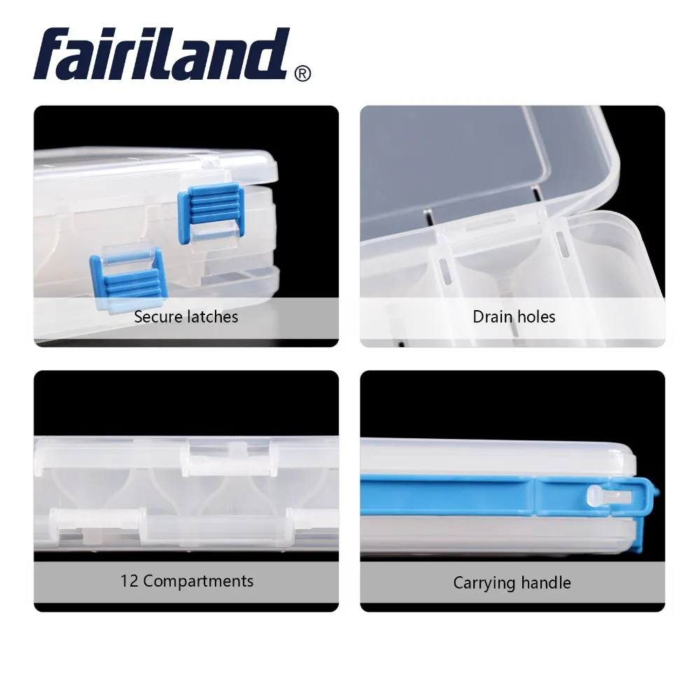 Двойные боковые коробки для приманки Fairiland 12 перегородок с безопасными защелками