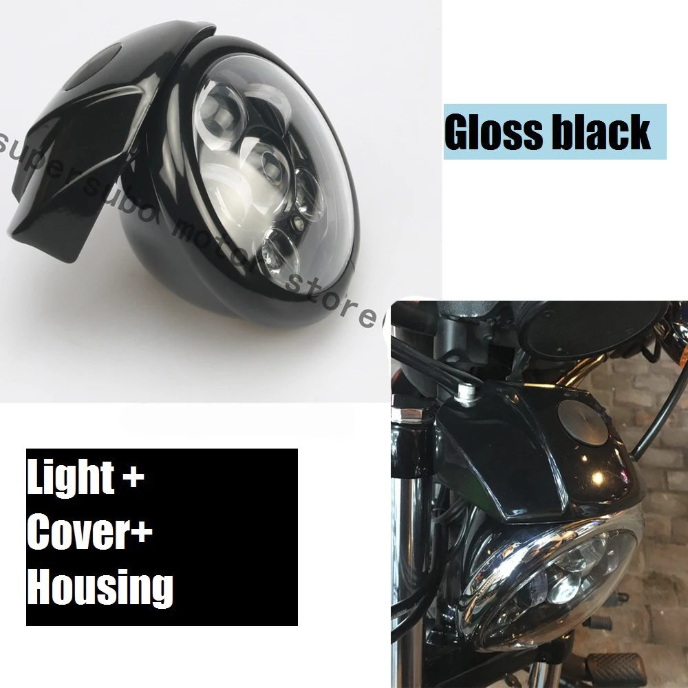 Motorcycle Black 5 3/4'' Daymaker Headlight W/ Visor Bracket For Harley