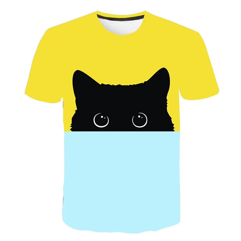 

Cat t shirt 3D Printing Tee shirt Casual lovely tshirts Fluffy O-Neck Short Sleeve Animal Plus Size 5XL Drop Ship
