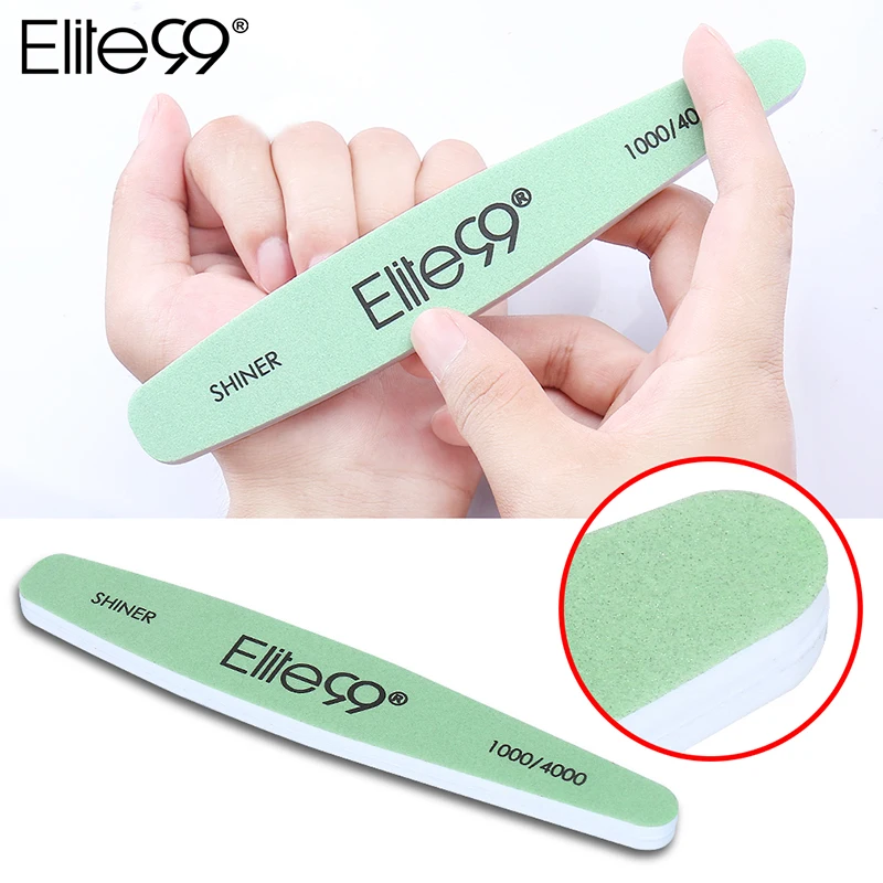 Elite99 зеленые пилки для ногтей, шлифовка 1000/4000, кривые советы для дизайна ногтей, маникюрный набор, Шлифовальная Пилка Для Ногтей, УФ-пилка для ногтей