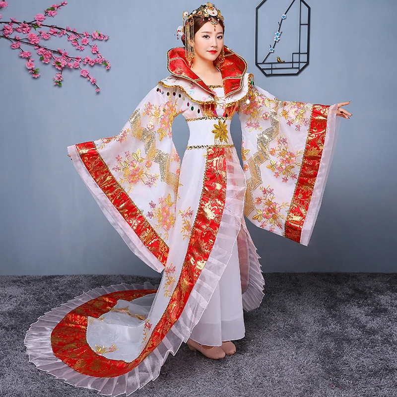Китайский традиционный костюм для женщин, фрахтовое платье принцессы Косплей Леди Ориент королева сценическое танцевальное платье Фея Тан одежда 90