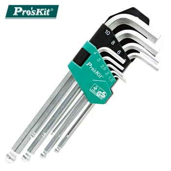 

Pro'sKit HW-229B 9PCS Ball Point Long Arm Hex Key Set 1.5,2,2.5,3,4,5,6,8,10mm Wrench Set