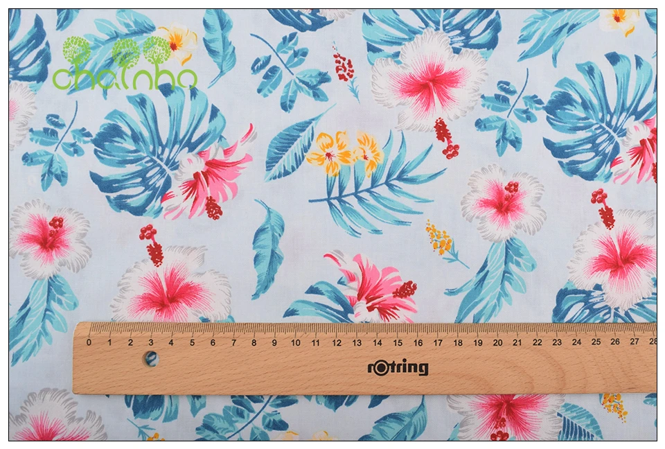 Chainho, серия Lively Blue Floral, саржевая хлопковая ткань с принтом, для рукоделия, шитье, простыня для детей и малышей, подушка, материал cc302