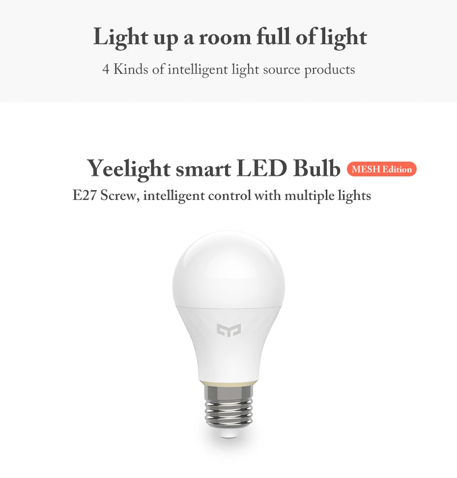 Xiaomi Yeelight Bluetooth Сетка Смарт E14/E27 лампа светильник прожектор работает с Yeelight голосовой динамик и Xiaoai часы приложение управление
