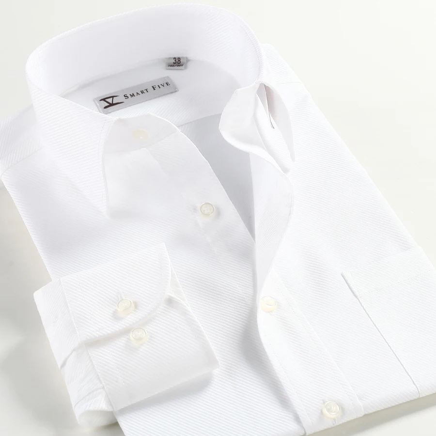 Smart five рубашка летом хлопок с длинным рукавом мужская рубашка бренд тонкий белый мужская clothing sfl4a15 - Цвет: SFL1A31 white
