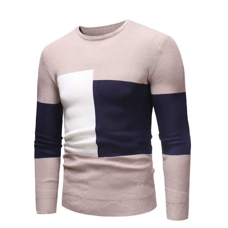 2018 г. осенне-зимние теплые свитера для мужчин Slim fit Мужские трикотажные пуловеры с Цвета с круглым вырезом тянуть homme Большие размеры M-3XL MQ72