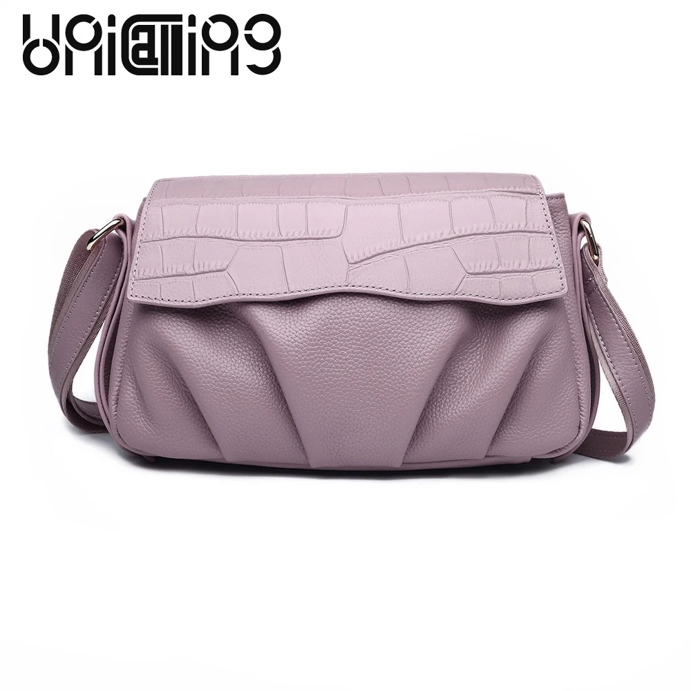 

UniCalling New style cow leather women Crocodile shoulder bag Simple leisure All-match genuine leather women messenger bags