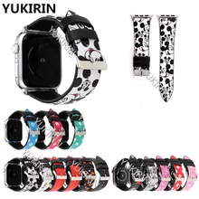Ремешок YUKIRIN Dots Minnie Mickey из натуральной кожи для Apple Watch серии 4 3 2 1 ремешок для iWatch 38 42 мм 40 44 мм мышь