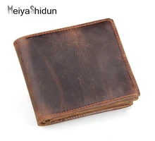 MeiyaShidun Crazy Horse echtes leder Handtasche Marke design mannmappen kuhfell vintage männlichen geldbörse abnehmbare kartenhalter carteira