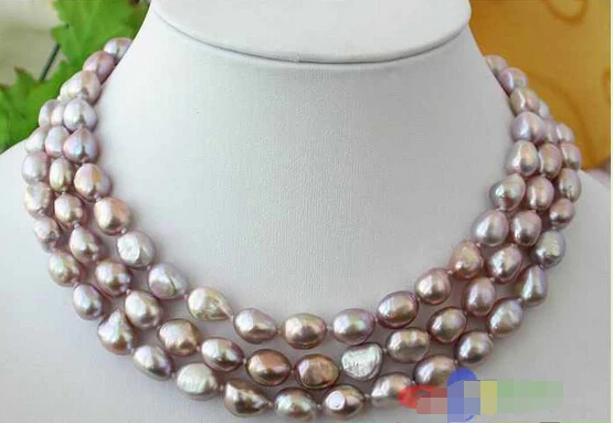 

50" 12MM LAVENDER BAROQUE FRESHWATER CULTURED PEARL NECKLACE p1375 Noble style Natural Fine jewe fast SHIPPING