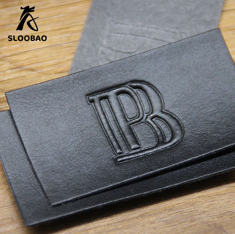 Custom Hot Stamping Logo Embossed Real Leather Labels Patches for Jeans