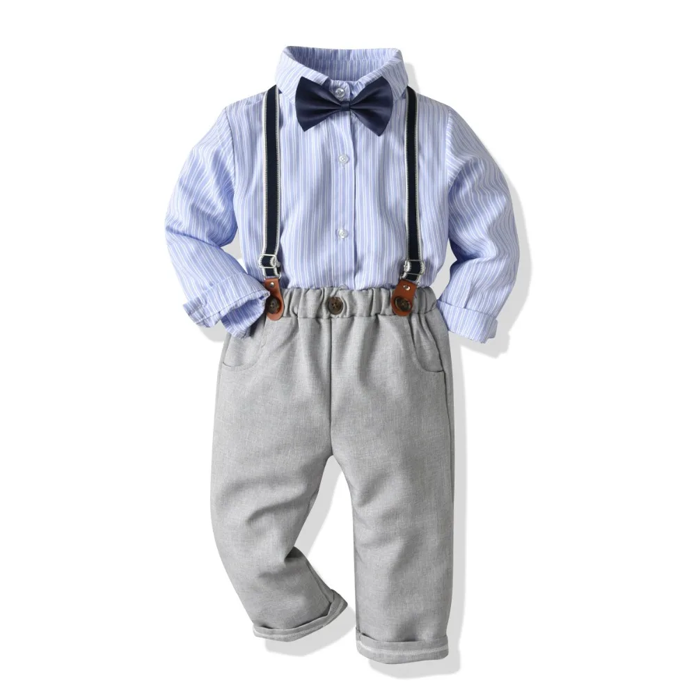 Boys Clothes Wedding party costume Fashion Baby Suit British Wind Children's Gentle man Long Sleeve Shirt Plaid Trousers Suit