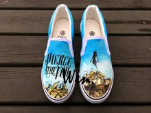 Wen Blue Hand Painted Shoes Design Custom Pierce the Veil Slip On Canvas Sneakers Men Women’s Christmas Gifts