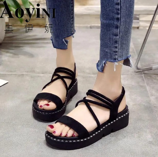 

2019 Summer Women Fashion Wedges Crystal Bling Sandals Peep Toe Casual Shoes women wedge sandals