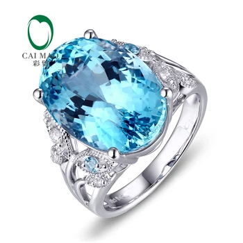 

Caimao 14Kt/585 Gold 12.63ct Natural Topaz 0.22ct Diamond Engagement Ring Jewelry Gemstone