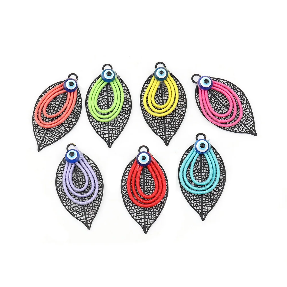 DoreenBeads модные медные и эластичные подвески в виде листьев черные Красочные