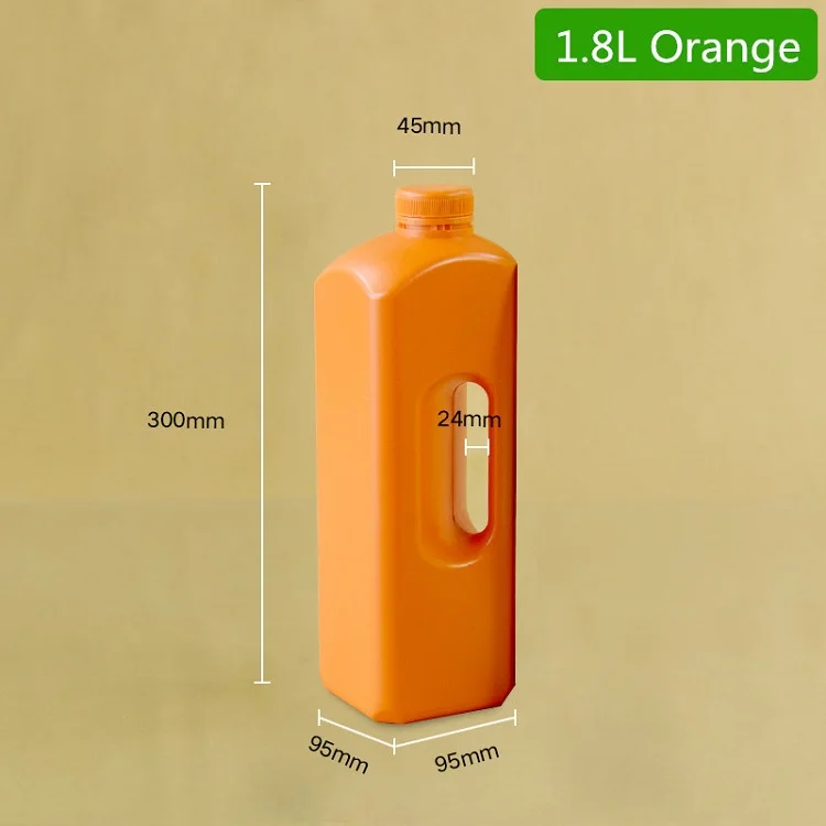 1800ML Empty Plastic Bottle with lid Food Liquid storage container BPA free refillable bottle 1 piece - Цвет: 1800ml-orange