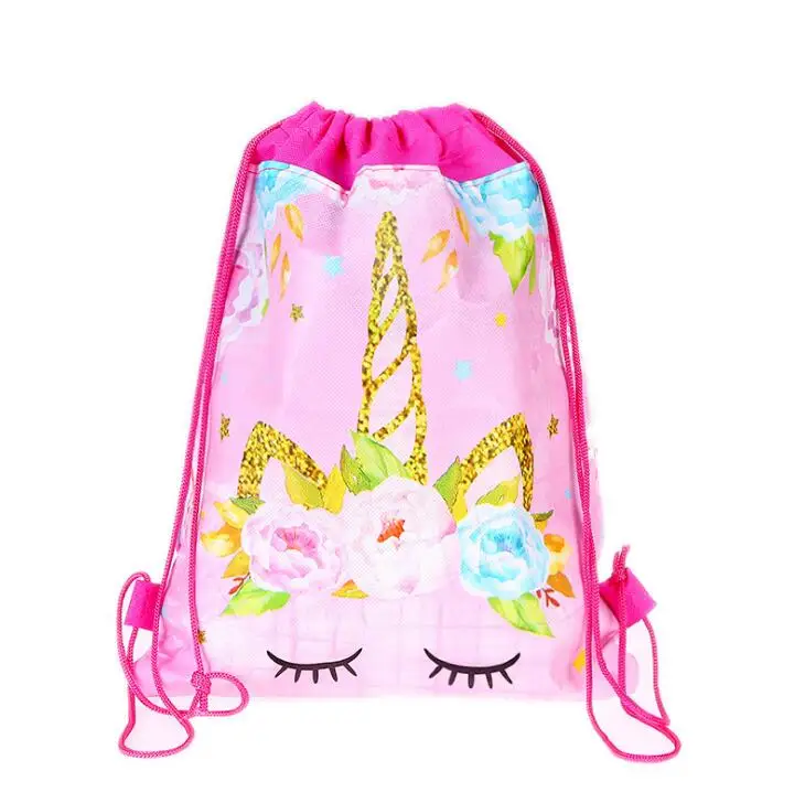 photo color Модный шнурок сумка 3D печать единорог Drawstring Рюкзак Женский Повседневный ранец Девочки Drawstring сумки дети - Цвет: photo color
