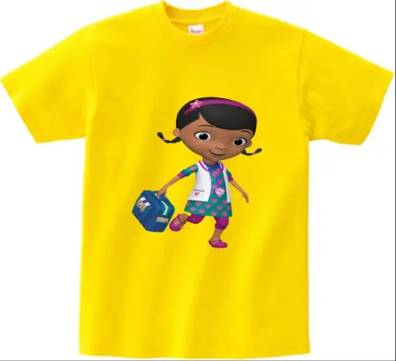 Коллекция года, новые детские футболки для девочек с героями мультфильмов одежда для девочек футболка с короткими рукавами для малышей Повседневная хлопковая одежда - Цвет: yellow childreTshirt