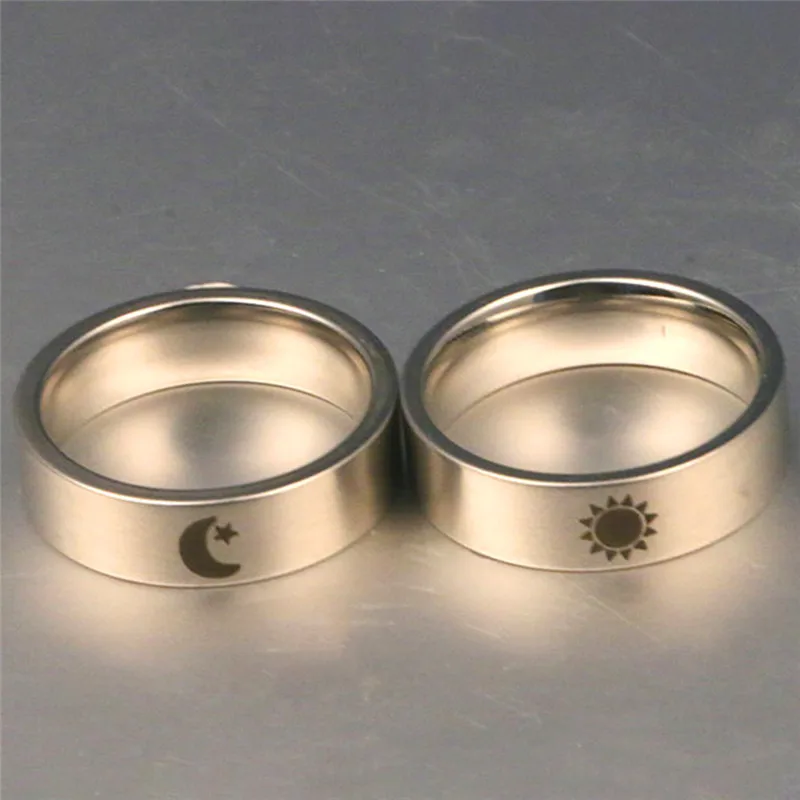 BOAKO титановая сталь солнце и луна кольцо для пары крутые обручальные кольца для мужчин и женщин BFF подарок на день Святого Валентина X7-M2