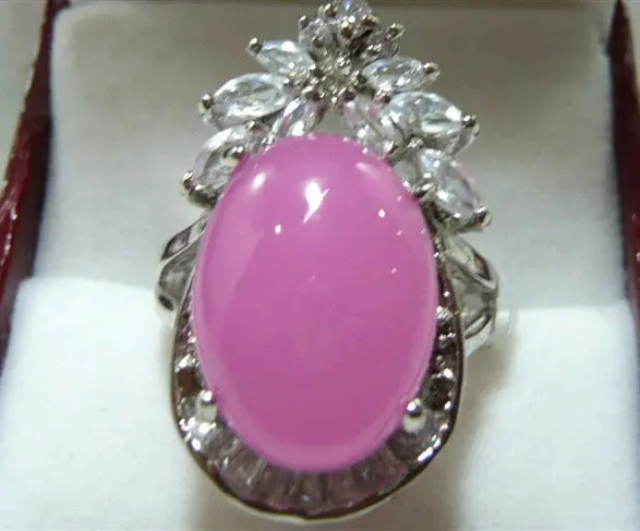 

wholesale cute & elegant pink jade GP ring #7,8,9