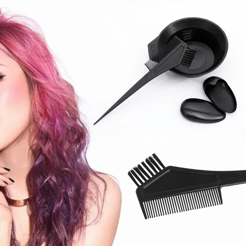 1set Black Salon Barber Hair Coloring Dyeing Bowl Comb Dye Color