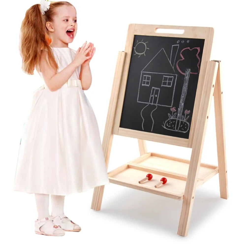 Quadro negro de madeira altura ajustável duplo