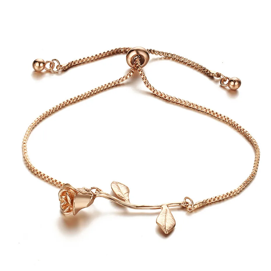 DIEZI корейский модный регулируемый браслет цепочка для женщин розовый цветок золотой серебряный цвет кубический цирконий браслет браслеты