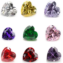 50pcs 3x3~10x10 AAAAA Heart Shape Golden Yellow , Voilet,Olive , Purple, Black, Pink Cubic Zirconia Stone Loose