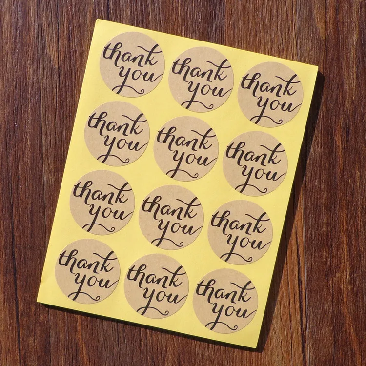 

120Pcs Thank You Circle Handmade Cake Packaging Sealing Label Kraft Sticker Baking DIY Work Gift Box Round Stickers 3.8cm M1054