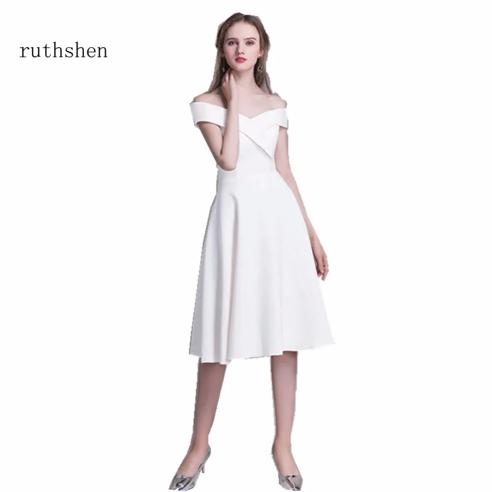 

ruthshen Short Off The Shouler Special Occasion Party Prom Dresses Short Sleeves Real Photos Ready For Shipment Prom Gowns 2018