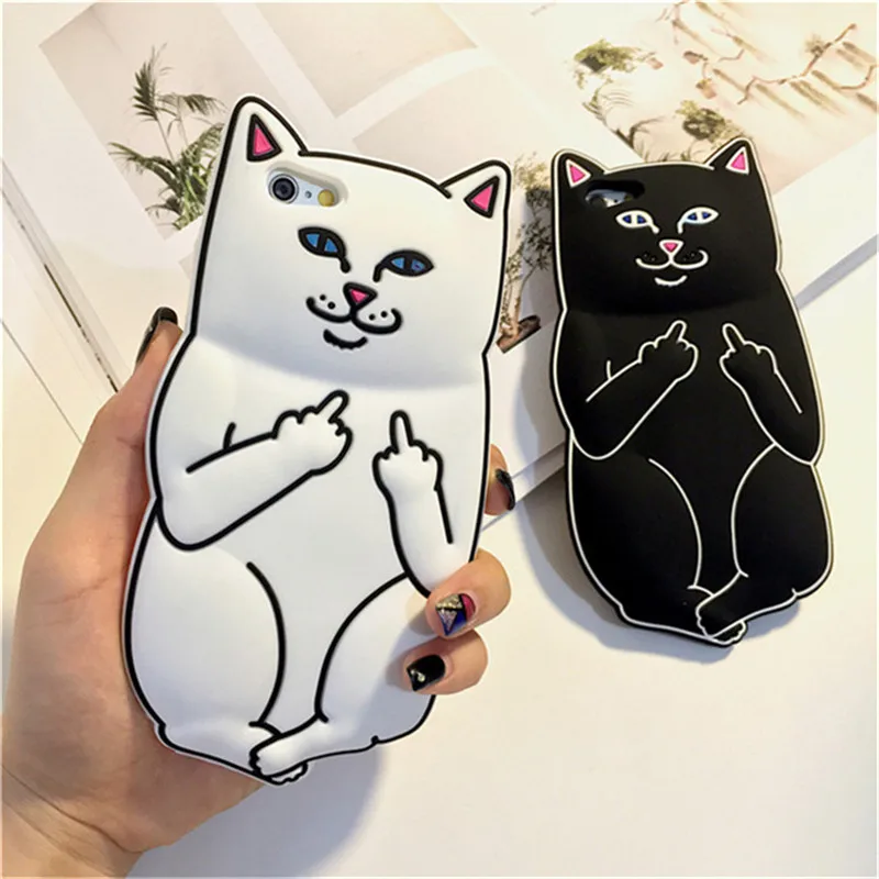 

3D Cartoon Cat Case For iPhone X 8 7 PLus 6s 5s Soft Silicone Funny Animals Cover For Apple iPhone 6 Plus 8 7 X Back Cover Coque