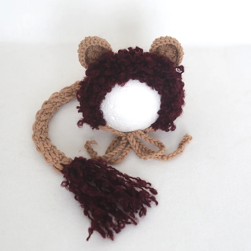 crochet cute baby lion bonnet nappy cover set gift photo props 0-3 months