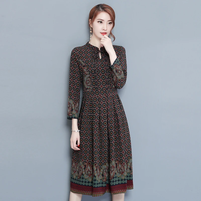 Buy 2018 Autumn winter clothes women chiffon dress