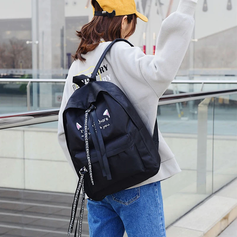 

Solid Color Girls Backpack Large-capacity Knapsack Mochilas Mujer Teenage Girls Backbag Female Bagback