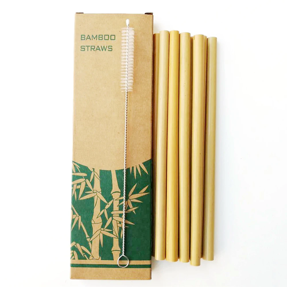 10pcs Bamboo Straws Reusable Eco Friendly Party Kitchen with Clean