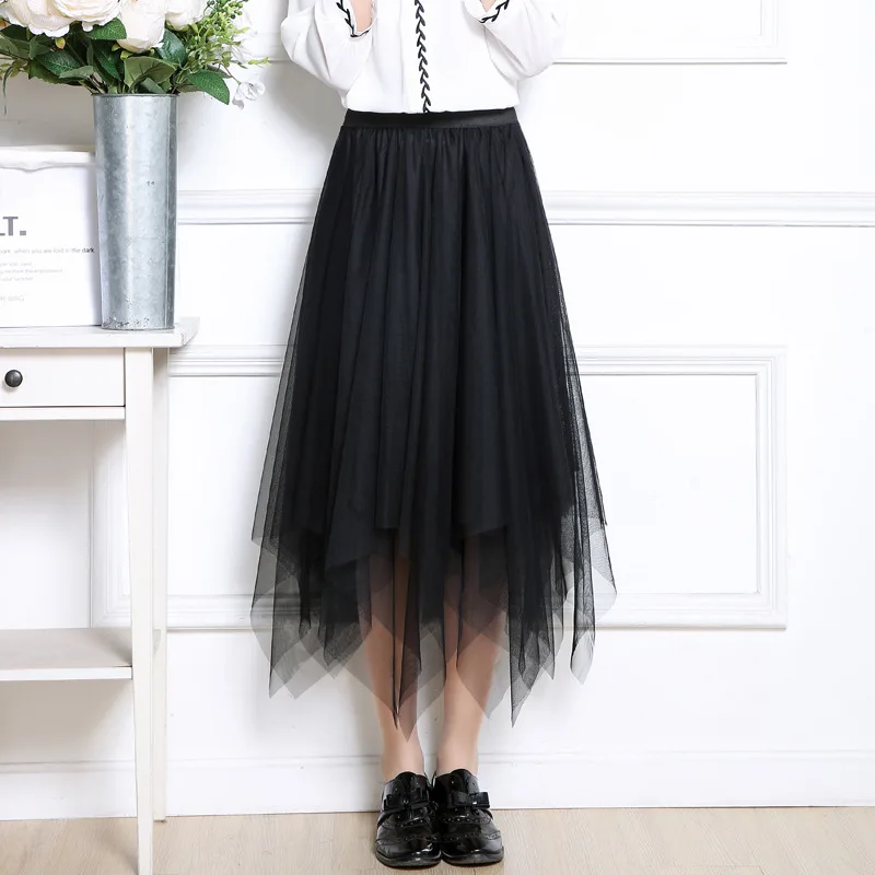 Women Skirts 2019 Fashion Tulle Skirt Elastic High Waist Mesh Skirts Womens Midi Pleated Tutu Skirt Saias Faldas Jupe Femme Women Skirts 2019 Fashion Tulle Skirt Elastic High Waist Mesh Skirts Womens Midi Pleated Tutu Skirt Saias Faldas Jupe Femme