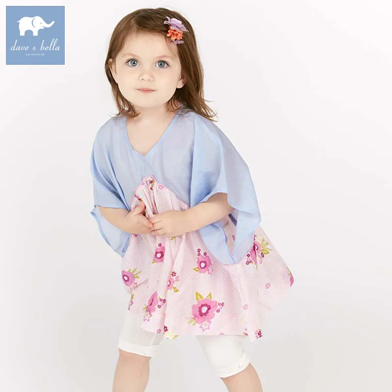 

Dave bella SILK children party dress girls floral dresses baby 1Y-9Y gown toddler summer clothing DB8174