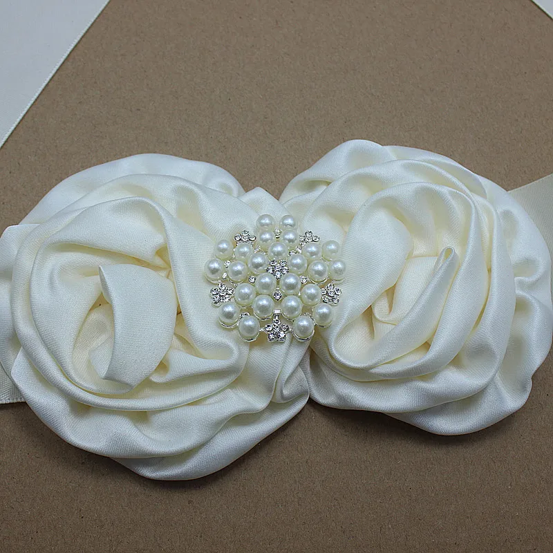 Женский пояс с жемчугом свадебный для платья или аксессуары волос|flower sash|dress sashivory