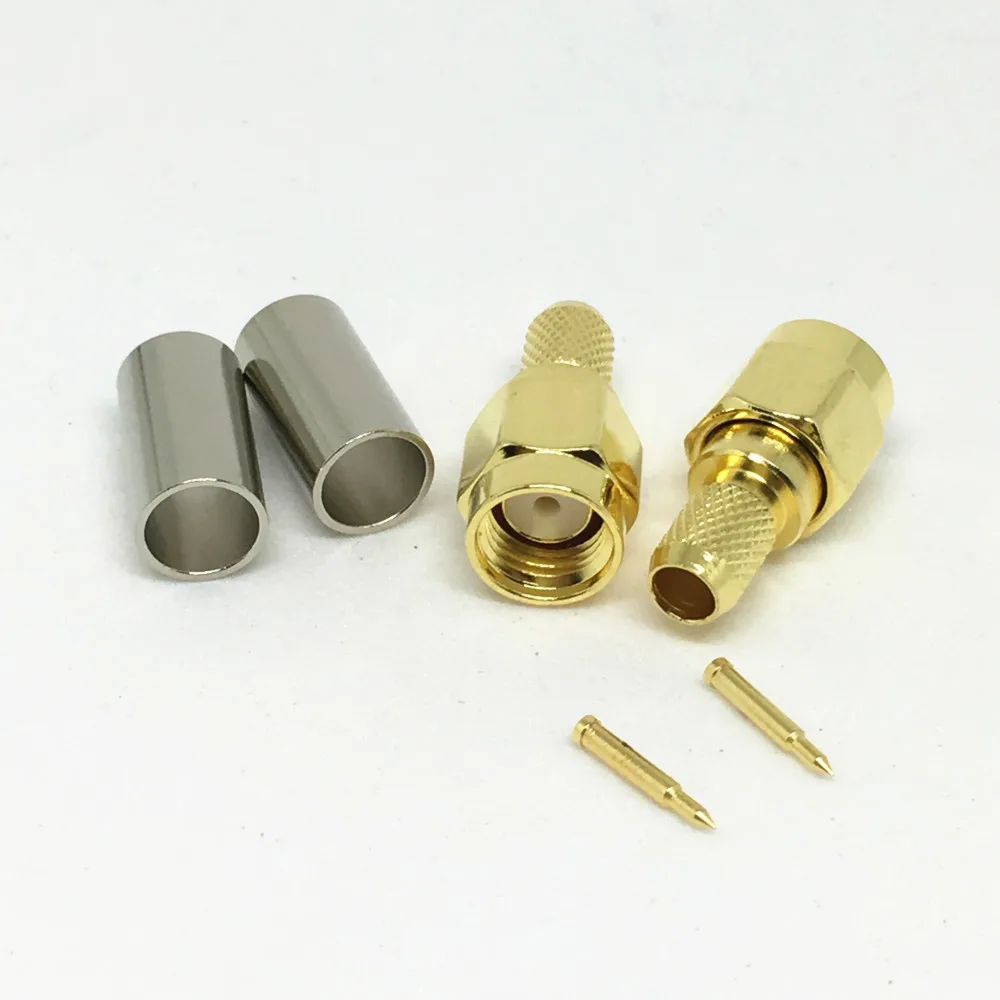 1 шт латунный SMA штекер RF Coax Jack обжим для RG58 RG142 RG400 LMR195 кабельный прямой разъем|jack