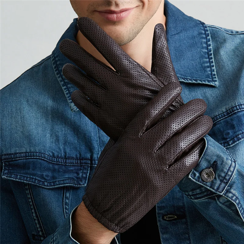 Genuine Leather Gloves Men Winter Touch Screen Sheepskin Gloves