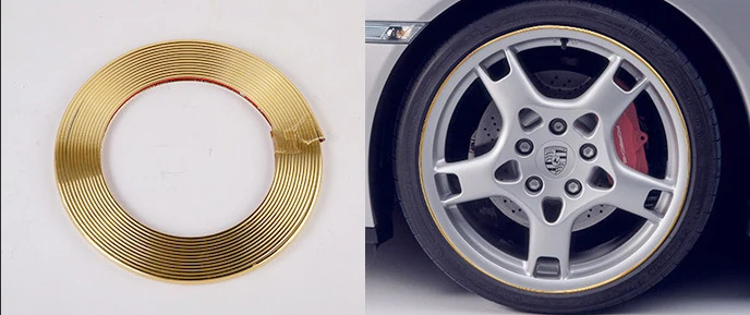 HOYOO 8 м/рулон Rimblades автомобильные цветные колеса обода протекторы Декор полосы шины защитная линия резиновая Литье отделка - Цвет: Золотой