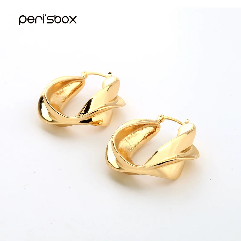 Peri'sBox дизайнерские золотые серьги-кольца для женщин, гиперболы геометрические серьги-кольца, шикарные массивные серьги