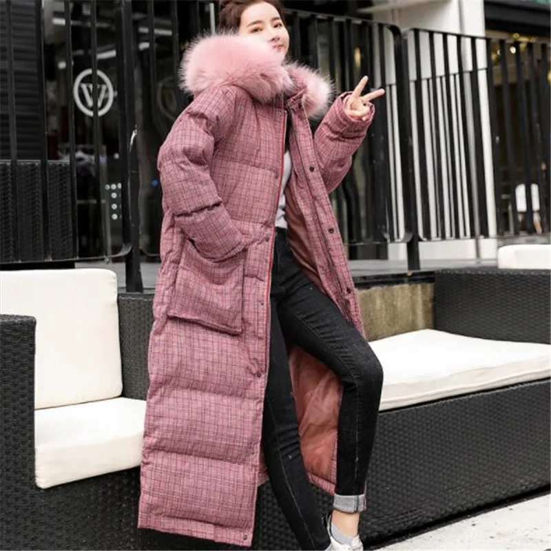 Casual 371 Hiver À Épaissir Bas Veste De Capuchon brown Col Parkas Lâche Coton Long Femmes Rembourré Le Vers Fourrure Manteaux Pink wUrWfqUpBt