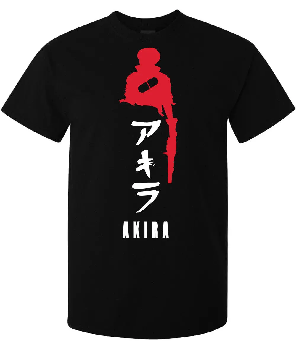 Akira Kaneda red and blak art anime manga men's t shirt black top Sleeve T Shirt Summer Men Tee Tops Clothing